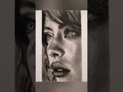 Realistic Girl portrait #shorts #realisticdrawing #portrait #portraitdrawing #charcoal #girldrawing