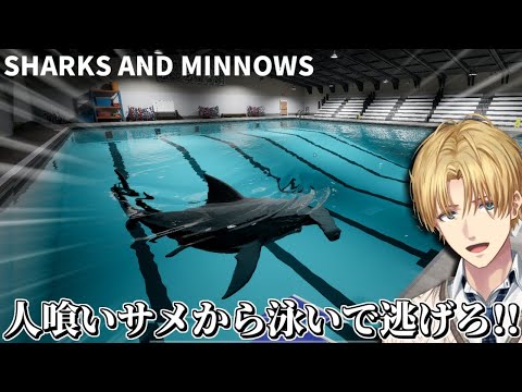 人喰いザメがいるプールを泳いで脱出するホラーゲーム『 Sharks and Minnows 』【 エビオ/にじさんじ 】