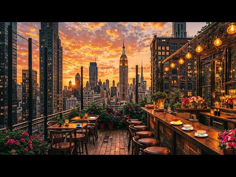 Sunset Skyline Jazz Ambience ☕ Smooth Bossa Nova & Chill Instrumental for a New York Golden Hour