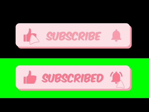 Cute pink subscribe button green screen, alpha channel