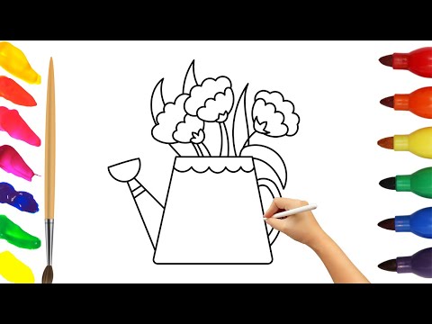 How To Draw cute flower Drawing, Painting & Coloring For Kids and Toddlers_ Child Art 🐋🌈🎨