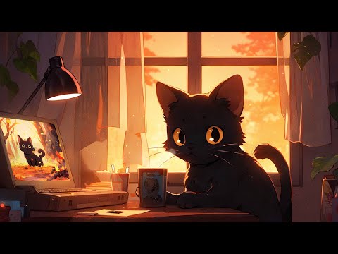 Golden Hour Creativity 🌟 Lofi Beats and Cat in a Cozy Workspace [Chill Lofi Beats / Cat Vibes]