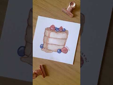 watercolour painting - soufflé pancakes #Shorts