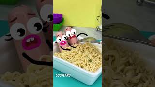 Sausages ATTACK Noodles in Epic Food Fight! 😂 #doodles #animation #cartoon