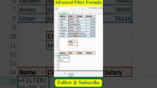 Advanced Filter Formula in Excel #excel #exceltips #exceltutorial #msexcel #msexcelfullcourse