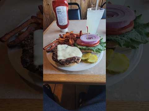This burger and sweet potato fries taste very good.   #food #foodie #burger #fries #lunch #selflove