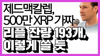 리플 비트코인 이더리움 - 제드맥칼렙, 500만XRP 보유 가짜뉴스, "리플 잔량 193개 이렇게 쓸 듯"