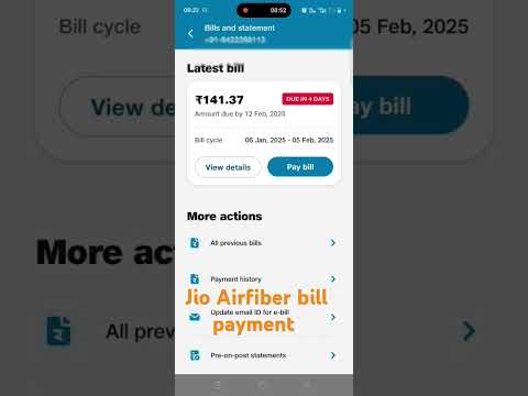 Jio Airfiber bill payment kaise karen Myjio app se #jio #jiofibre #jiopayment #billpayment