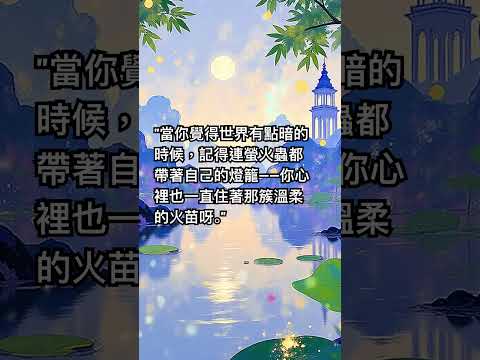 "當你覺得世界有點暗的時候，記得連螢火蟲都帶著自己的燈籠——你心裡也一直住著那簇溫柔的火苗呀。"