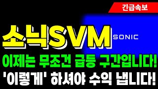 [소닉SVM 코인 전망] 이제는 무조건 급등 구간입니다! '이렇게' 하셔야 수익 냅니다!