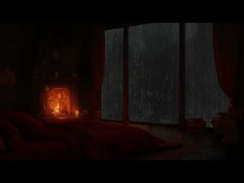 Relaxing Fireplace Sounds & Sounds Rain on Window🌧️Soothing Ambience for Relaxation & Better Sleep