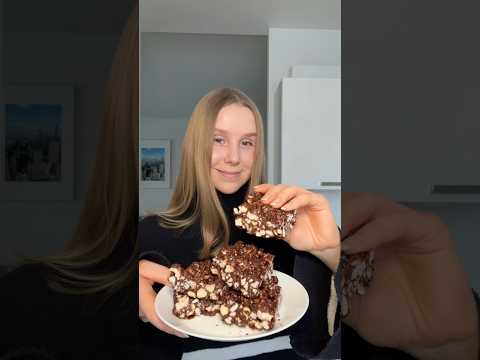 Healthier Dessert Idea: Chocolate Crunch Bars😍 #easyrecipes #healthydesserts #nobake