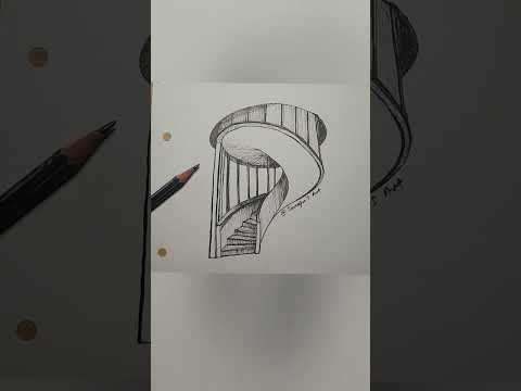 I Drew A Spiral Staircase (ink) #shorts #art #artist #staircase #ink #illustration #video #drawing
