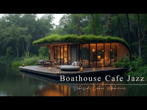 Tranquill Jazz In Lakeside ~ Serene Boathouse Cafe Retreat with Soothing Nature Sounds for Relaxing