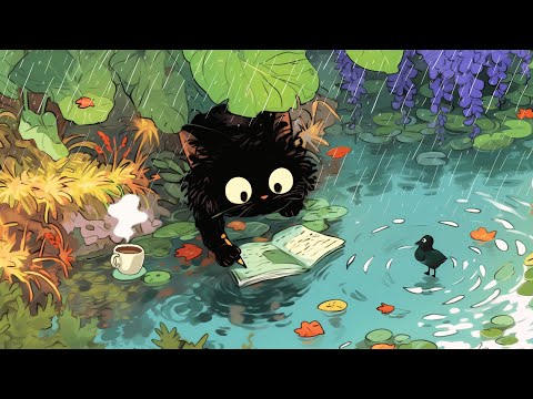 3 hours study cat.. because this playlist is amazing. / lofi study music and rain