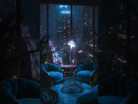 Rainy night in a luxury apartment in a skyscraper.  #asmrambience #relax #rain #deepsleep