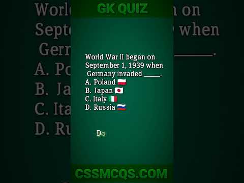 World War II began On September 1, 1939 when Germany invaded _____ #quiz #gk #mcq #answer #question