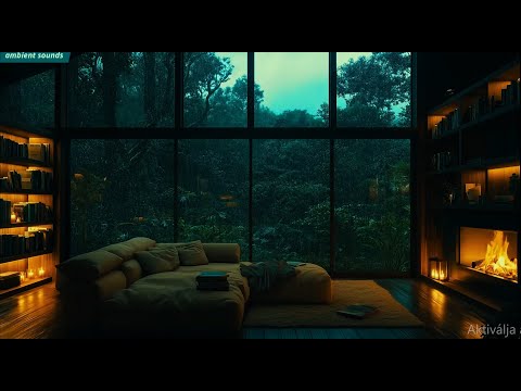 🏡🌧️🔥Nighttime Rest in a Cozy Forest House.Fireplace and Rainy Atmosphere for Sleeping.(12 Hr.)