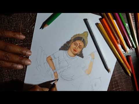 Maa Saraswati Drawing 🎨🙏 | easy drawing tutorial |#art #drawing #saraswati maa