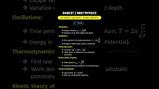 EAMCET's Most Asked Physics Formulas & concepts | 11th class | #physics #2025 #shorts