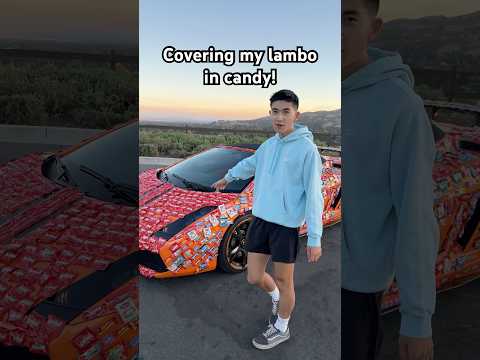 Wrapping My Lamborghini in 10,000 Halloween Candy! #shorts