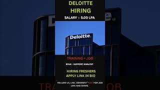 🚨 DELOITTE Jobs 2025 Hiring Freshers For Support Analyst. #jobsearch #subscribe #jobs
