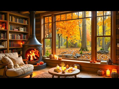 Relaxing Jazz Music and Smooth Fireplace Sounds for Study and Work in Cozy Reading Nook Ambience