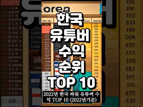 한국파워 유튜버 수익(2022년)#유튜버 #수익 #파워유튜버 #억대연봉 #성공