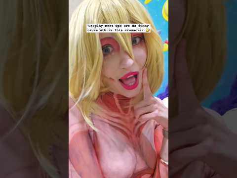 most random anime crossover 😭 #jjk #aot #spyfamily #evangelion #cosplay #funnyshorts #funny #anime