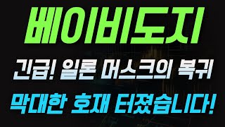 [베이비도지 코인 전망] 긴급소식! 일론 머스크의 복귀.. 오랜만에 막대한 호재 터졌다