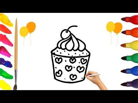How To Draw cute cake Drawing, Painting & Coloring For Kids and Toddlers_ Child Art 🐋🌈🎨
