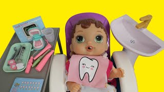 Baby Alive doll Abby goes to the dentist pretend play with Dental check up kit from target store