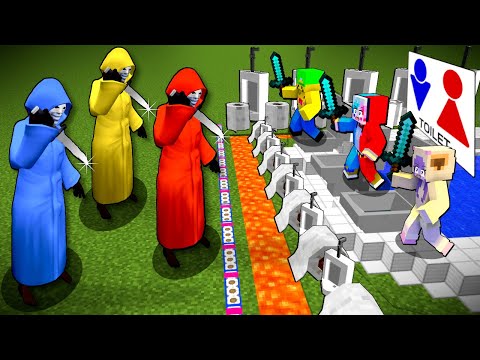 都市伝説の怪人赤マントVS 巨大トイレセキュリティ🚽🔥【マイクラ マインクラフト】ぽっぴんず