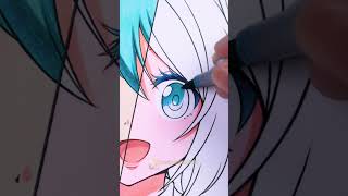 Drawing Hatsune Miku 💙 1 hour vs 10 hours 😳 || Part 2 #shorts #miku    #hatsunemiku #vocaloid