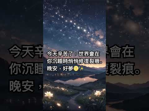 今天辛苦了，世界會在你沉睡時悄悄修復裂痕。晚安，好夢🌝✨