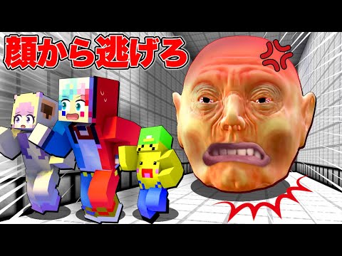 【巨大な顔から逃げろ‼】恐怖の顔面が追いかけてくる世界から脱出するマインクラフト💦【マイクラ】ぽっぴんず