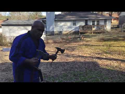 Olmec Sword 🗡 training Indigenous Wolves 🐺 Tomahawks 10th Degree Black Belt 🥋 67 years old