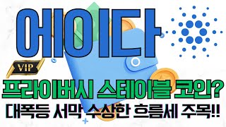 [에이다 코인전망]🔥현금 수준 프라이버시 스테이블코인? 코인 세력들이 매집하는 이유가 바로 이것?🔥
