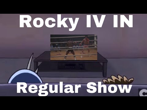 Mordecai and Rigby watch Rocky IV