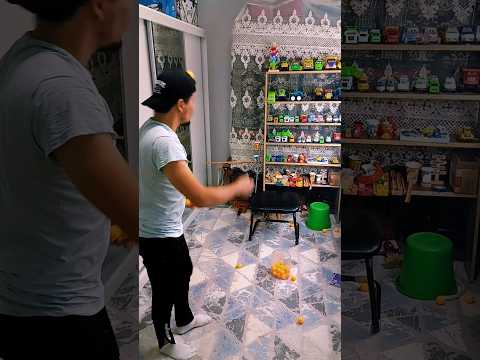 After filming the video, you need to collect the ping-pong balls short #shorts #trickshot