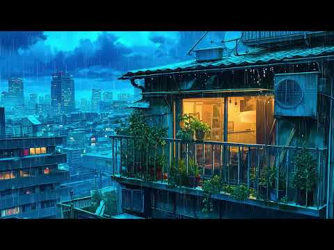 Balcony Rainy Night ☔ Rainy Lofi Songs To Make You Feel The Japanese Rain ☔ Pluviophile Lofi