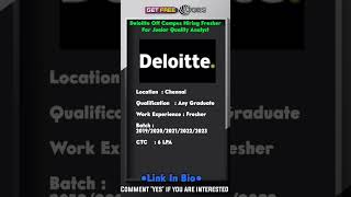 Deloitte Off Campus Hiring Fresher For Junior Quality Analyst | get free jobs