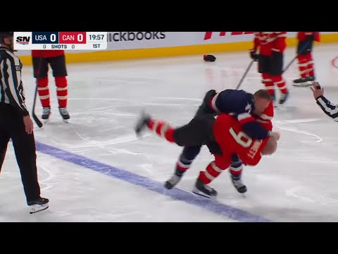 3 Epic Fights In 9 Seconds! Canada Vs USA! Pure Mayhem On The Ice!