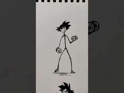 Goku from Stickman to Thiccman 😱💪🏻 #drawing #anime #short