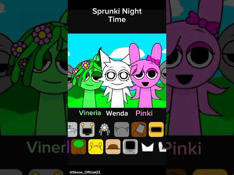 Sprunki Night Time Cute mod || Vineria X Wenda X Pinki || Sprunki 3 Girls #sprunki #cute #short