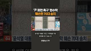 '尹 파면 촉구' 현수막 훼손한 70대 검찰 송치 #shorts / 연합뉴스TV (YonhapnewsTV)