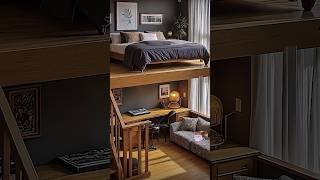 Modern Rustic Loft Bedroom with a Warm, Cozy Ambiance ✨🏡#CozyAmbience #Aesthetic #HomeStyle