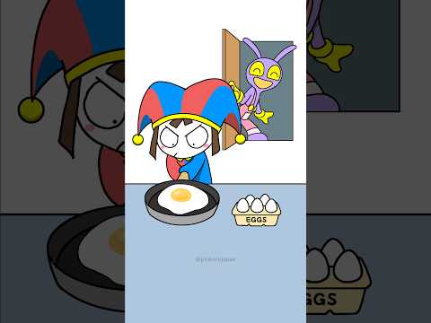 Pomni makes breakfast for Jax😊Make the perfect fried egg! TADC Funny Animation #shrots