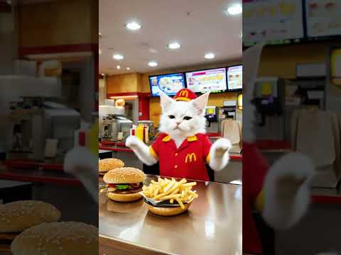 マックでバイトする猫 #cat
