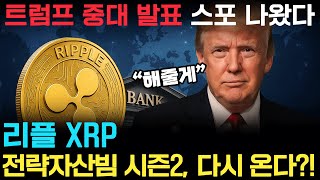 리플 글로벌 은행화 계획 전격 추진! 트럼프 정권 암호화폐 계획 공개됐다?